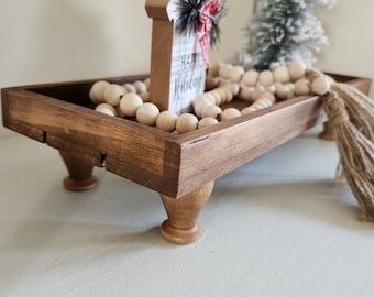 Rectangle Wood Tray, Table Display, Toilet Tank Tray, Wood Tray Riser Display, Farmhouse Tray, Succulent, Long Candle Holder Table Decor