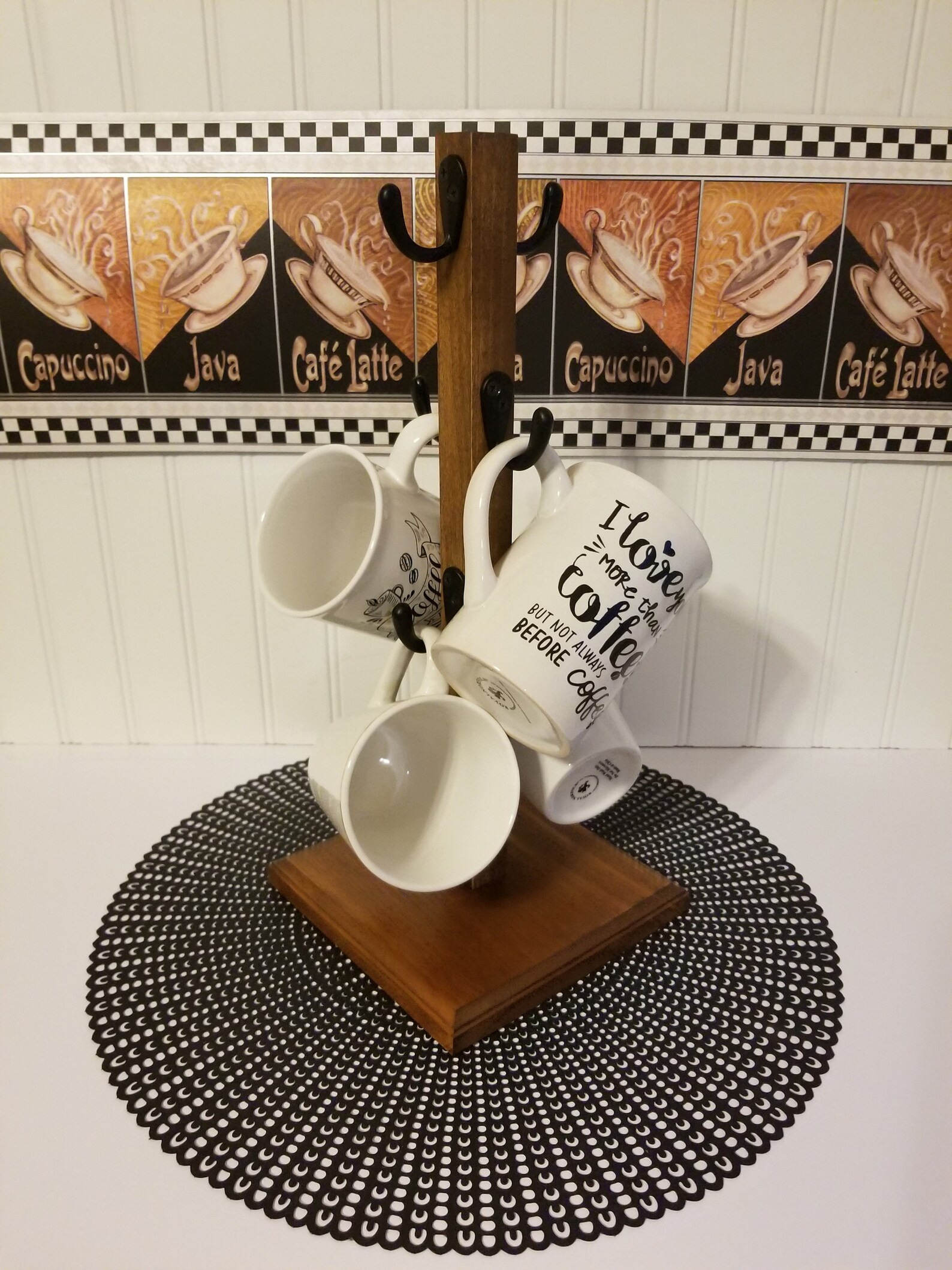 Rustic Mug Stand/coffee Mug Tree 6 Hook Farmhouse Coffee Bar Etsy