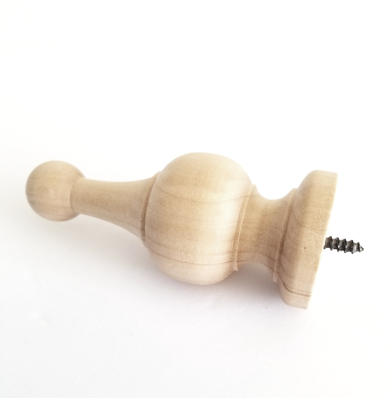 Wood Finial Screw in Riser Legs Dowel Finial Decorative Top Etsy