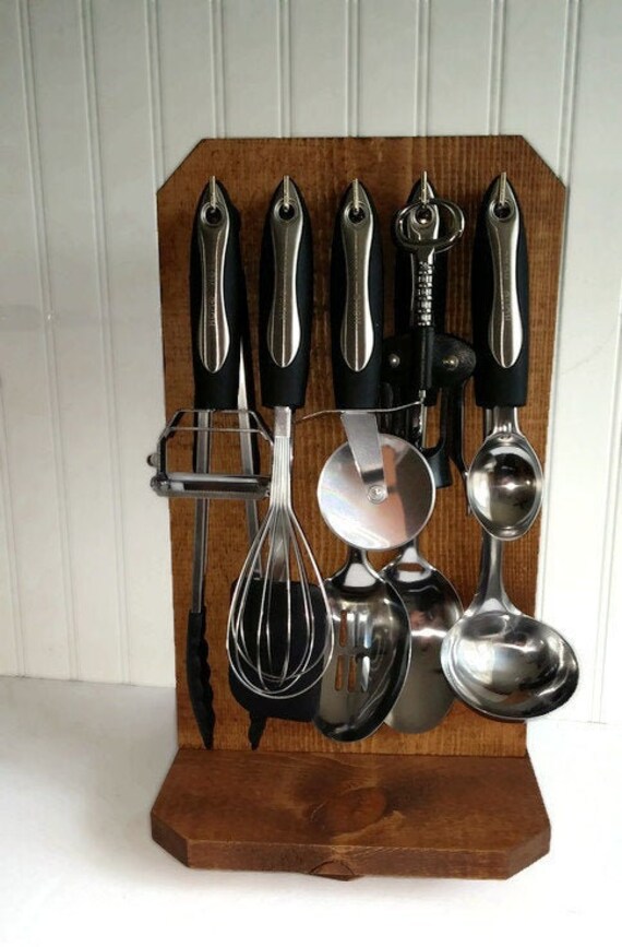 Rotating Rustic Utensil Holder Spinning Organizer Large Etsy