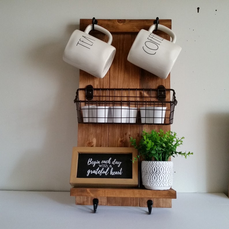Wall Mounted Coffee Mug Holder Cup Rack Kcup Holder Shelf Etsy