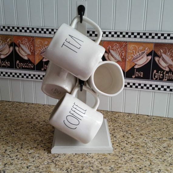 Coffee Mug Stand Rae Dunn Inspired 6 Hook Mug Tree Solid Wood Ivory Cup  Holder . Rustic Farmhouse. Coffee Mug Rack/ Holds Large Mugs -  Ireland
