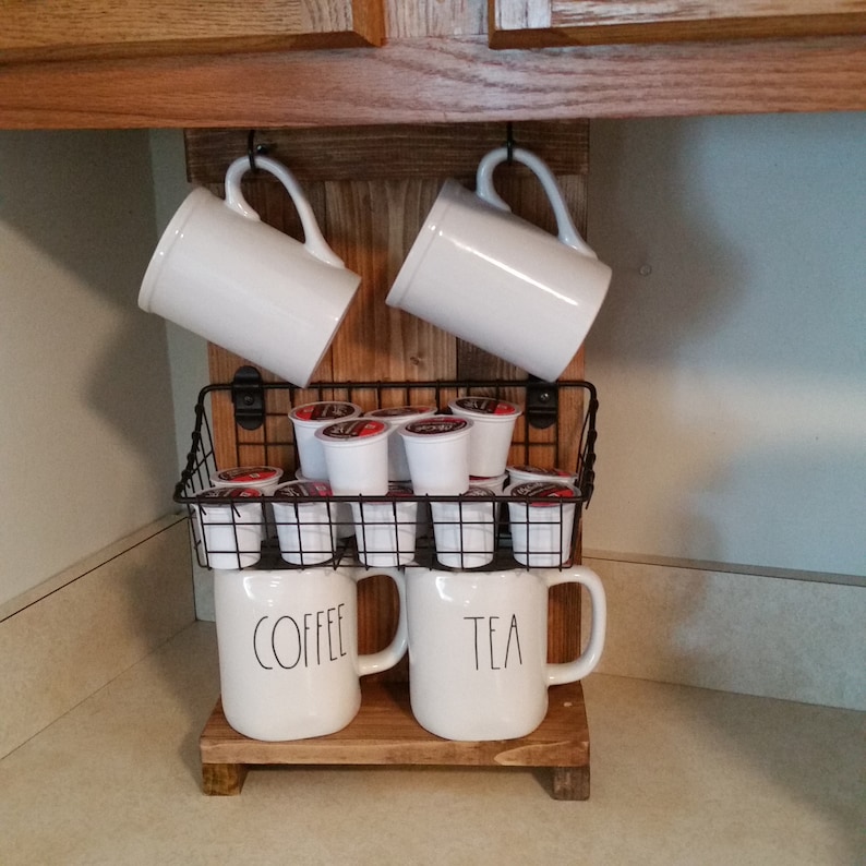Rustic Coffee Mug Holder Cup Rack Mug Stand Kcup Holder Shelf Etsy