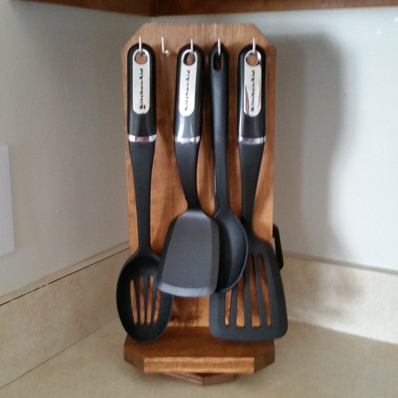 Rustic Utensil Holder Rotating Organizer Revolving Perfect for Etsy