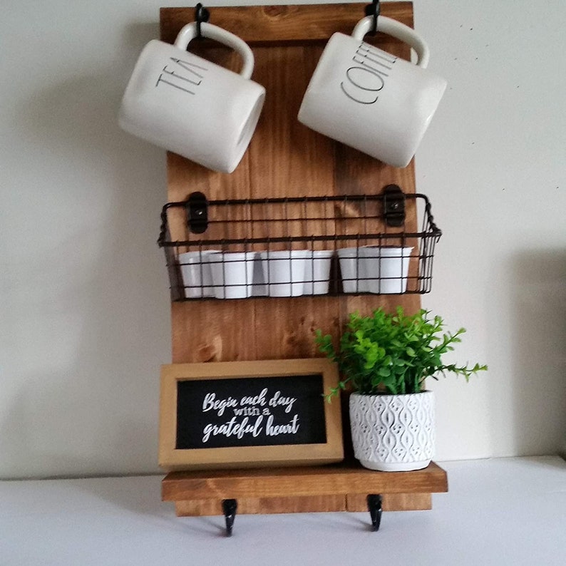 Wall Mounted Coffee Mug Holder Cup Rack Kcup Holder Shelf Etsy