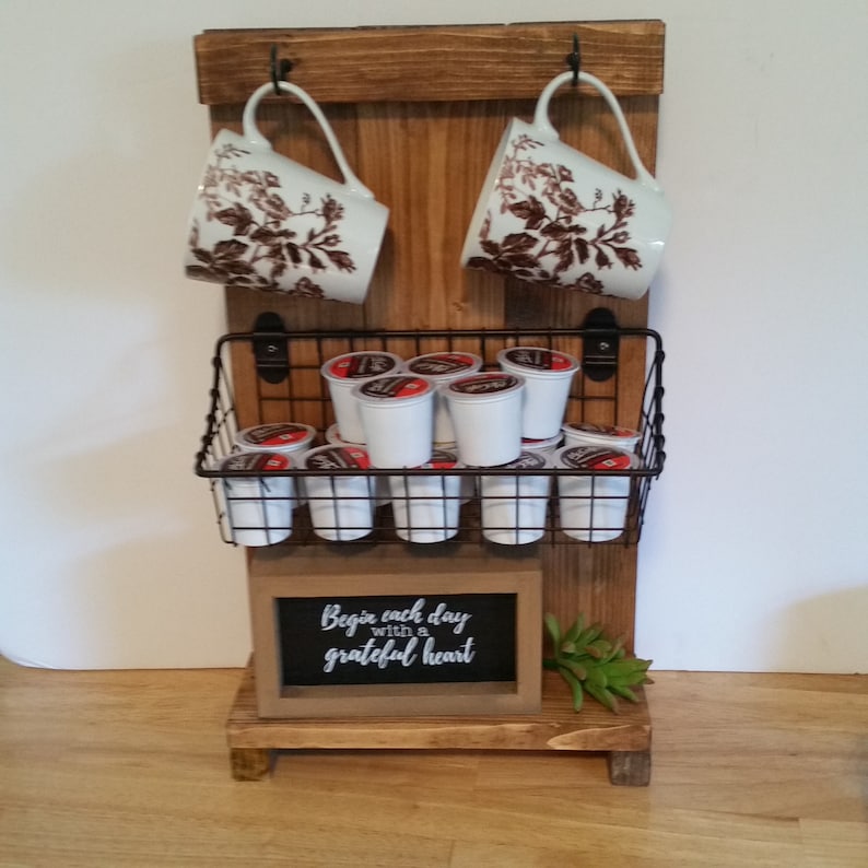 Rustic Coffee Mug Holder Cup Rack Mug Stand Kcup Holder Shelf Etsy
