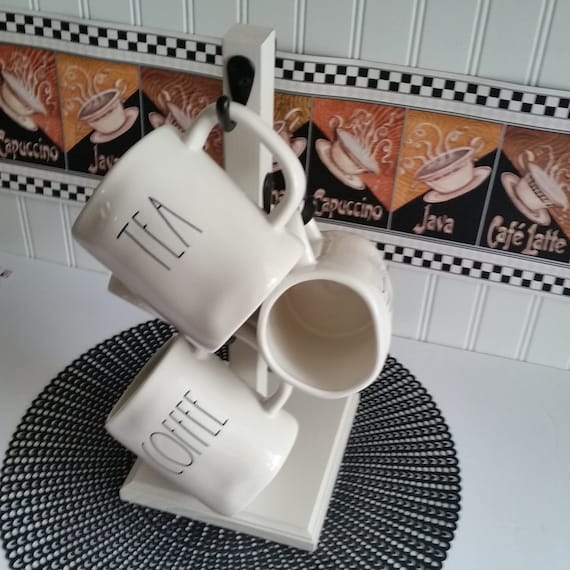 Coffee Mug Stand Rae Dunn Inspired 6 Hook Mug Tree Solid Wood