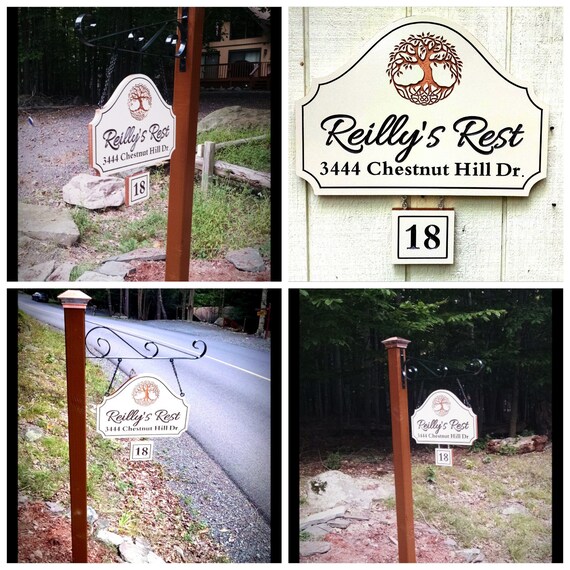 Outdoor House Custom Made Signs Family Name Address Carved - Lamp Post Hanging Address Sign Outdoor House Custom Made Signs Family Name Address Carved - Lamp Post Hanging Address Sign