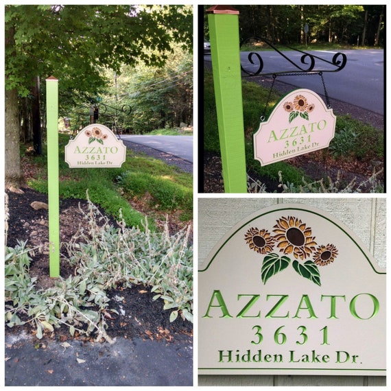 Lamp Post Sign Hanging Address Sign from Post Driveway Entrance Sign Outdoor Cabin Sign Post Sign Custom Mailbox Sign Hanging