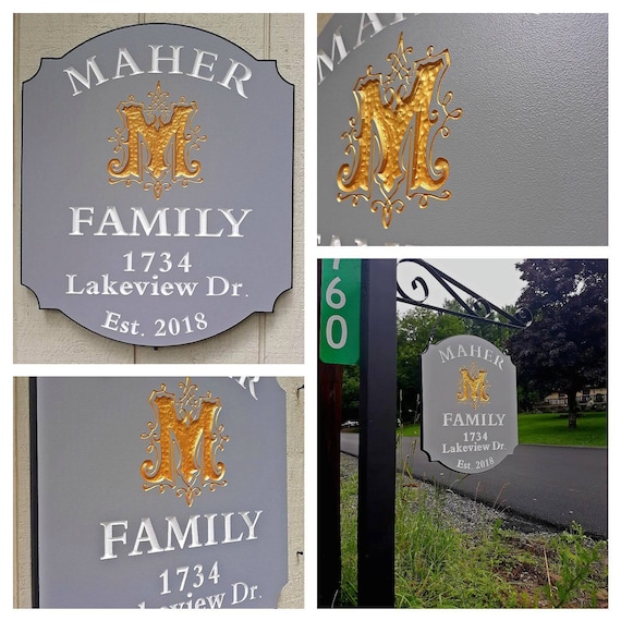 Lake House Retreat Outdoor Custom Made Signs Family Lake House Retreat Outdoor Custom, Lamp Post Hanging Address Sign