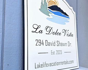 personalized family name outdoor sign, custom lake house cottage sign, PVC address sign for front porch, custom lake house decor, Airbnbhost