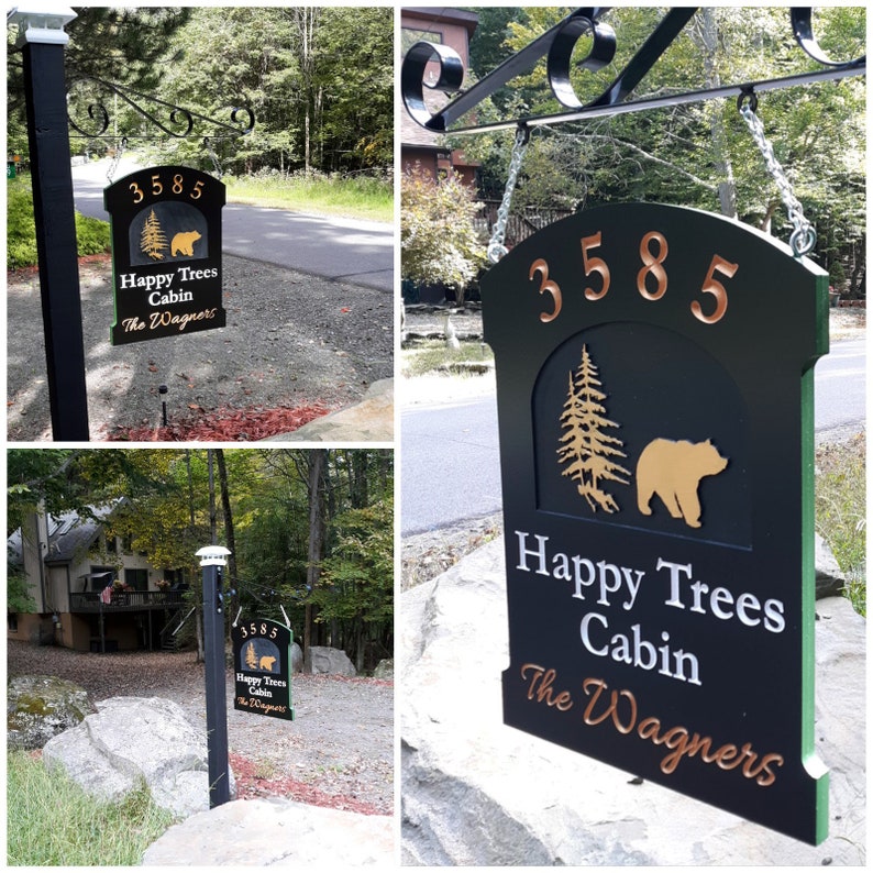 Driveway Sign Hanging Address Sign From Post Outdoor Address Etsy