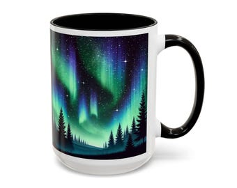 Northern Lights Mug Aurora Borealis Mug Northen Lights Gift, Alaska, Nature Gift, Night Sky, Gift Mug Cup 15oz,