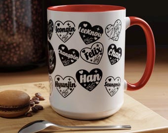 K-Pop Mug, Stray Kids SKZoo Coffee Cup, Cute Cartoon Character, Kpop Fan Gift, Lover Gift Cup Red, Blue, Orange, Pink Coffee - 15oz