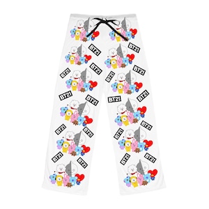 Women&#39;s Pajama Pants - BTS K POP BT21 Music Lounge Sleepwear, Cute K-Pop Fan PJ Bottoms, Comfy Nightwear, Lounging Apparel