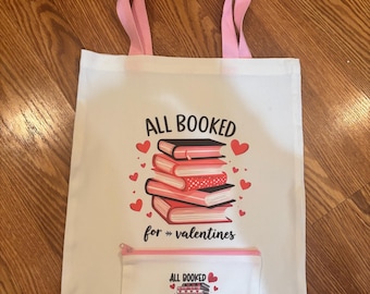 Book Lover Tote and Zip Up Pouch Books are my Love Language Reader Valentine’s Day Bag Pink Cute