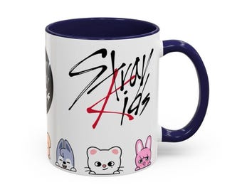 K-Pop Mug, Stray Kids SKZoo Coffee Cup, Cute Cartoon Character, Kpop Fan Gift, Lover Gift Cup Red, Blue, Orange, Pink Coffee - 15oz