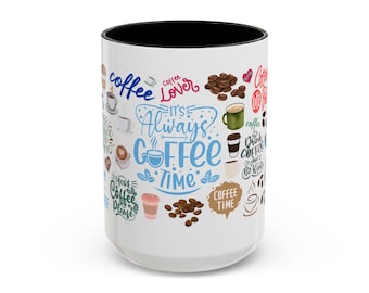 Coffee Time Colorful Mugs - Vibrant Coffee Lover's Gift, Tea Cup, Gift for Mom, Unique Kitchen Decor, Ceramic Mug Coffee Lover