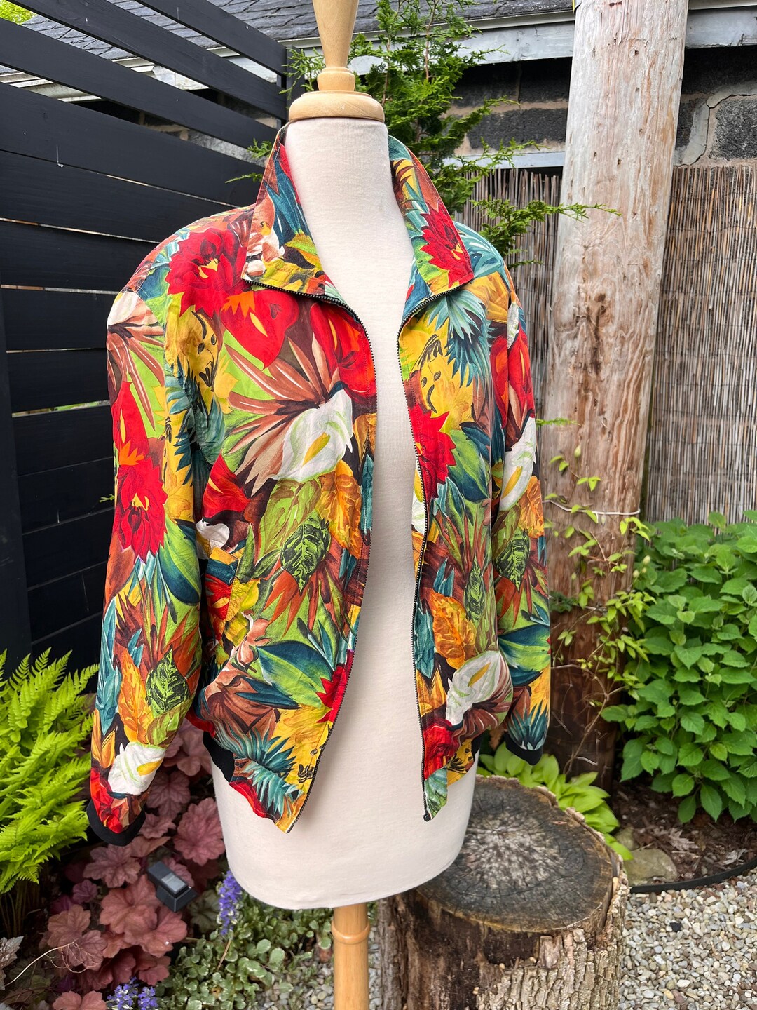 ジャケット・アウター vintage tropical wool jacket Tropical Bomber Jacket | Size M (vintage) - Etsy