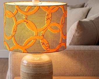 African Fabric Lampshade, Tribal Drum Shade