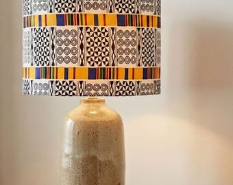 African Fabric Lampshade, Mudcloth Printed Drum Lamp Shade