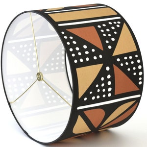 Mudcloth Printed Lampshade, 14 Inch Drum Lampshade : Made to order