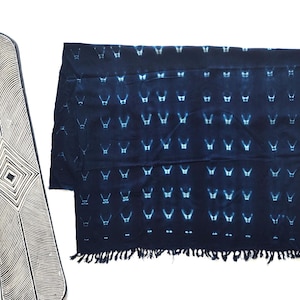Authentic African Mudcloth Indigo Textile, Indigo Mudcloth fabric, Tribal Throw Blanket, Indigo  Boho Fabric - Ref: 56&quot;L x 42&quot;W