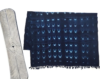 Authentisches Indigo Schlammtuch Textil, handgewebte afrikanische Decke (145 cm L x 102 cm B)