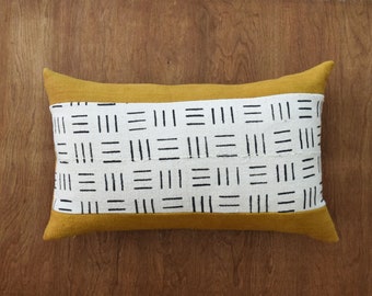 Double sided mud cloth pillow cover, Mudcloth pillow cover for 16&quot;x24&quot; Insert, Boho pillow Cover