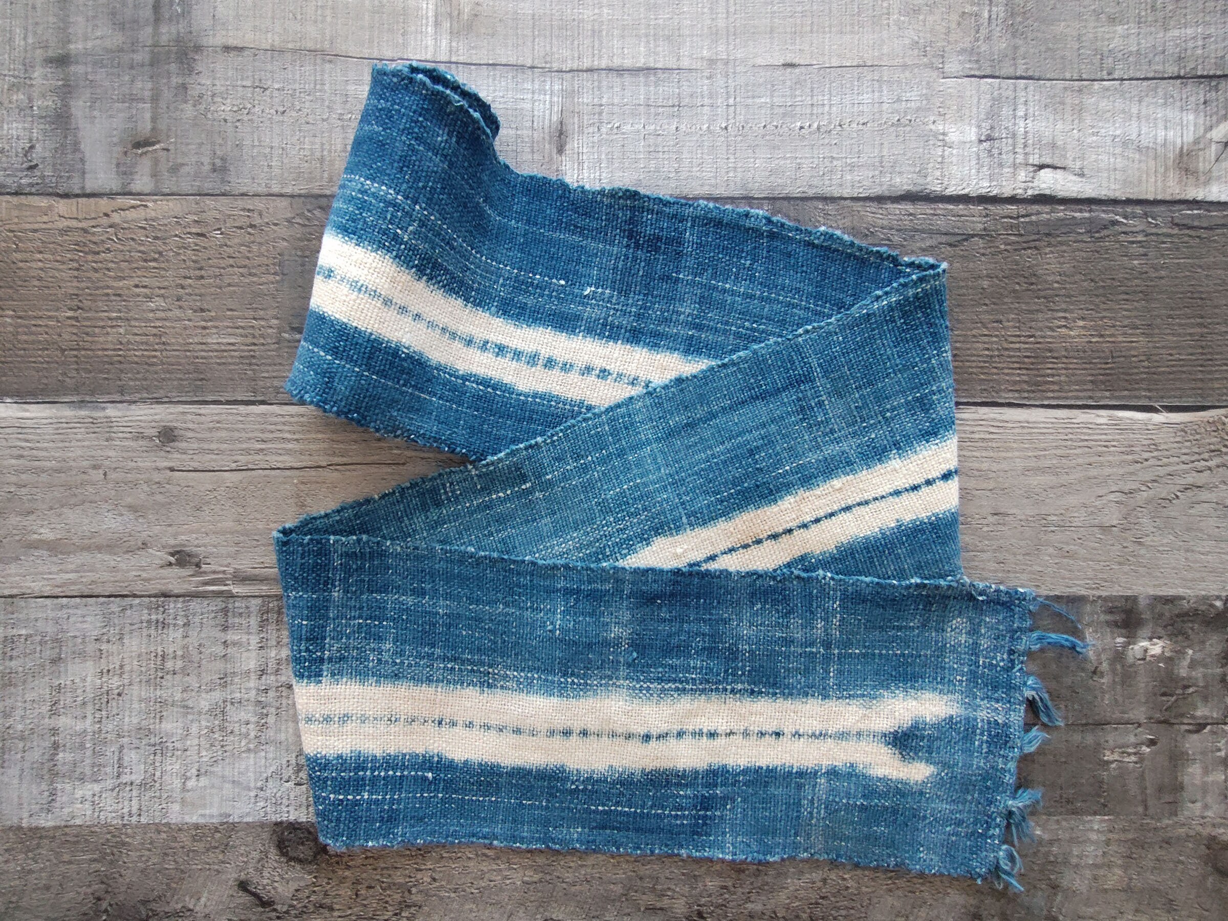 Vintage Indigo Mudcloth Fabric, Vintage Cotton Fabric Strip Vintage Indigo Mudcloth Fabric, Vintage Cotton Fabric Strip