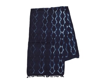 Authentic African Mudcloth Indigo Fabric- Scarf, head Wrap
