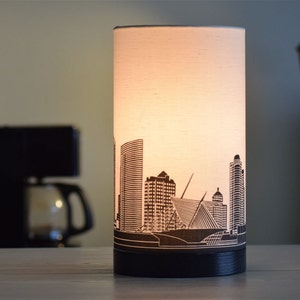 Milwaukee Skyline Drum Lamp, Milwaukee Wisconsin Gift
