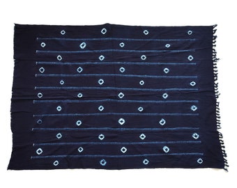 Indigo Mudcloth fabric, Mud cloth Fabric,  Boho Throw Blanket -  REF: OP4