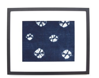 Mudcloth wall art, Matted indigo mudcloth fabric, Boho wall art 16"x20"