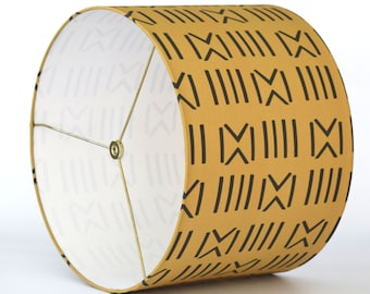 Mudcloth Inspired Drum Lampshade, Tribal Lampshade - Made to order