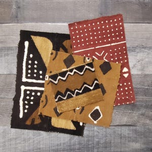 Mudcloth Fabric Scraps: Assorted DIY Craft Pieces - 4pc