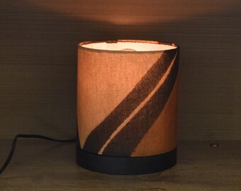 Mudcloth Table Drum Lamp, Tribal Table Lamp