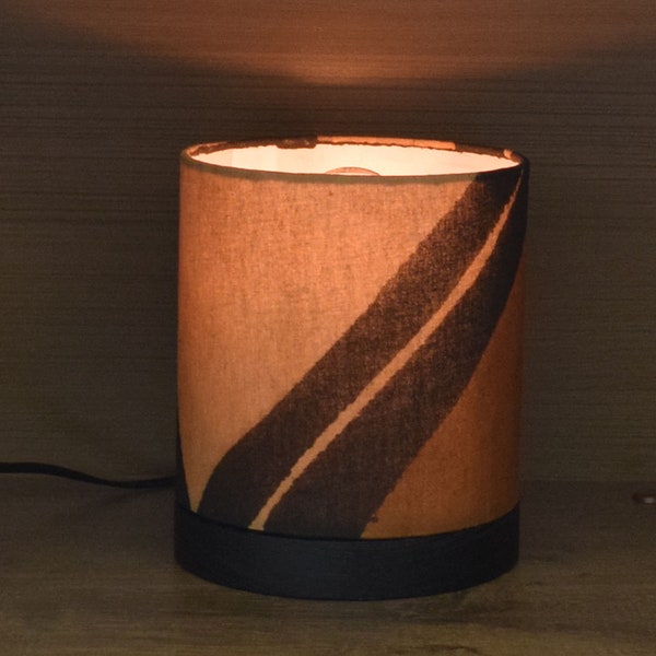 Mudcloth Table Drum Lamp, Tribal Table Lamp