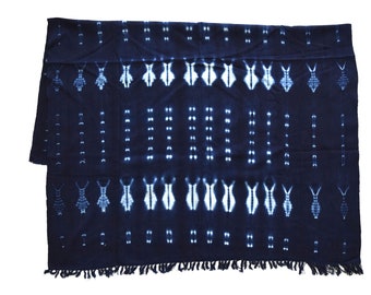 Authentic African mud cloth indigo textile, indigo mud cloth fabric, tribal throw blanket