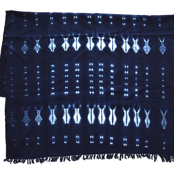 Tissu de boue africain authentique indigo, tissu de boue indigo, plaid tribal