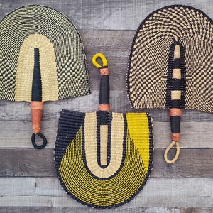 Abanico decorativo africano tejido a mano, decoración de pared africana, abanico decorativo, decoración de abanico bohemio, abanico africano tejido a mano