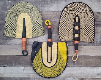African Handwoven Decorative Fan, African Wall Decor, Decorative Fan, Boho Fan Decor, Handwoven African Fan