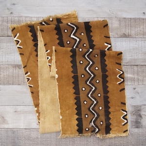Authentic African Mudcloth Fabric, Mud Cloth Fabric Strip, Hand-painted Cotton Fabric - Ref: 60&quot; long x 10&quot; wide