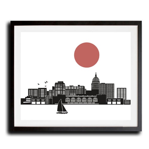 Madison Wisconsin Poster Print Art Skyline Item T4326 Etsy