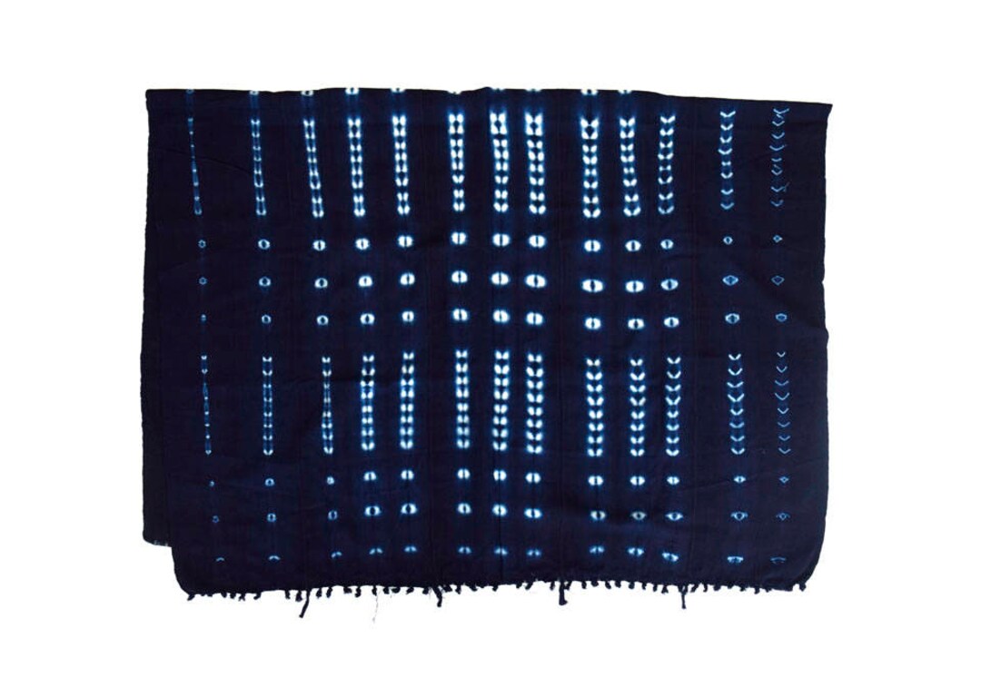Authentic African Mudcloth Indigo Textile, Deep Indigo Mudcloth Fabric