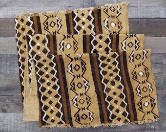 Authentic Mudcloth Fabric Cut, Hand-Painted Cotton, DIY Craft Supply (65" x 21")