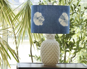 Indigo shibori lamp shade, Indigo mudcloth lampshade, Tribal lampshade - Made to order