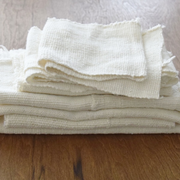 White Mudcloth scrap pieces, Plain solid off white mudcloth remnants , Mudcloth fabric