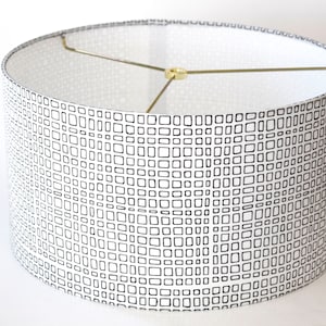 Handmade lamp shade, Custom drum lampshade for table lamp, Decorative black and white lampshade - Made to order