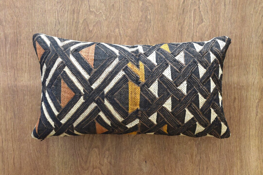 Authentic Kuba Cloth Pillow Cover, Boho Pillow Cover, Tribal Pillow